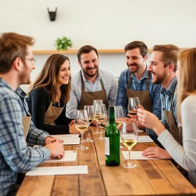 The team laughing together during a tasting session.