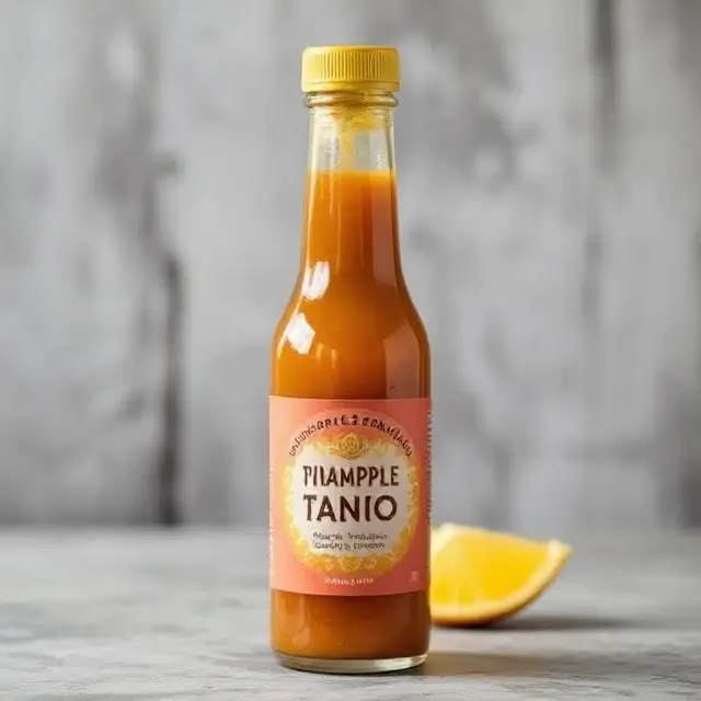 A bottle of Pineapple & Tamarind Tango sauce.